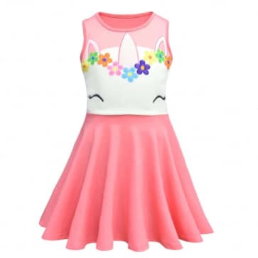 Girls Unicorn Lycra Printed Dress Costume
