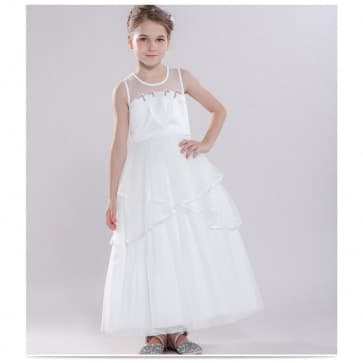 Davina Round Neck Sleeveless Girls Princess Wedding Dress