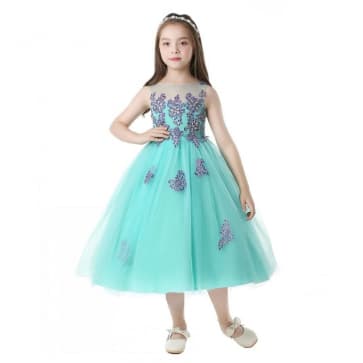 Hanna Floral Embroidery Sleeveless Girls Princess Wedding Dress