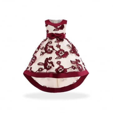 Isabel Embroidery with Bow-knot Sleeveless Girls Princess Wedding Dress
