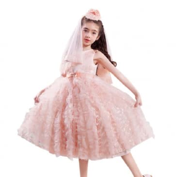 Marianna Floral Embroidery Ruffle Girls Wedding Princess Dress
