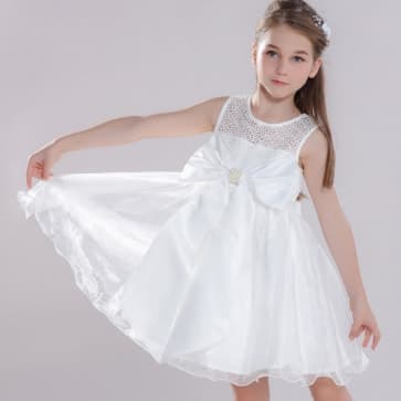 Olympia Sleeveless Crochet with Bow-knot Girls Princess Wedding Dress