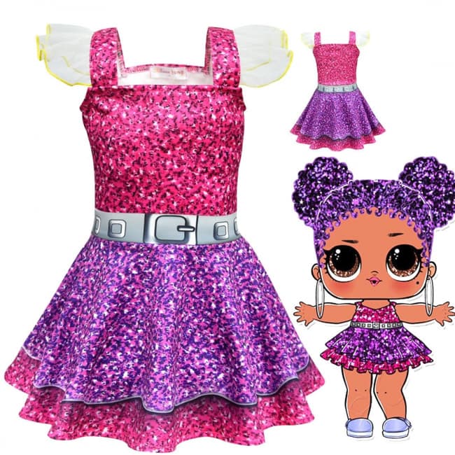L O L Surprise Purple Queen Doll Costume For Girls Princess