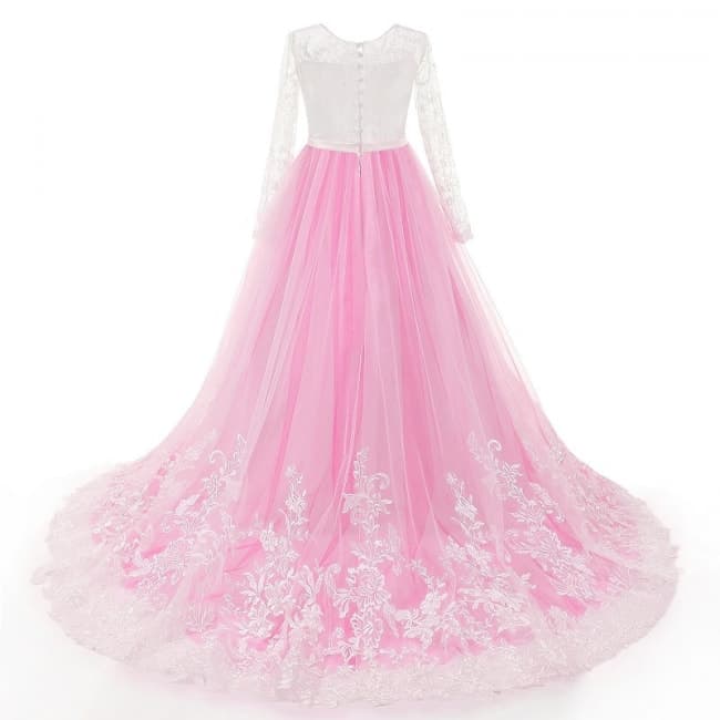 Cece Floral Lace Long Sleeve Girls Wedding Princess Dress | Princess ...