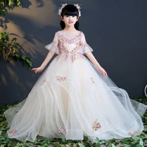 Carol Floral Embroidery Girls Wavy Wedding Princess Dress