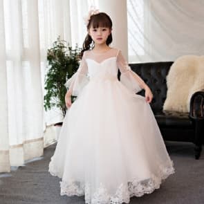 Clare See-Through Half Sleeve Girls Princess Wedding Dress