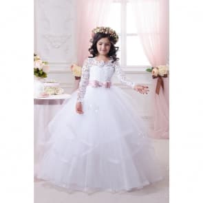 Dilys Lace Long Sleeve Girls Wedding Princess Dress