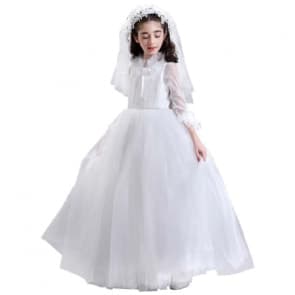 Itzel Ruffle Design with Headband Girls Wedding Princess Dress