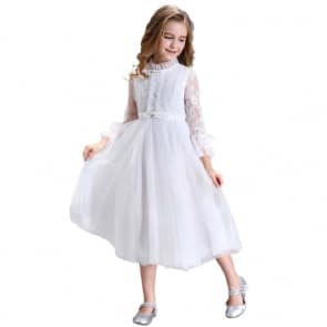 Jennie Floral Lace Half Sleeve Girls Wedding Princess Dress