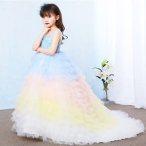 Mae Rainbow Raffle Sleeveless Girls Wedding Princess Dress