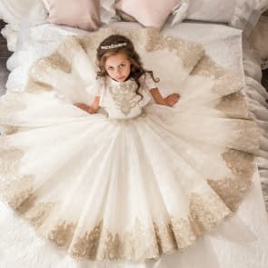 Raine Lace with Embroidery Girls Wedding Princess Dress