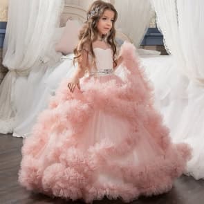 Xochitl Ruffle Open Back Girls Wedding Princess Dress