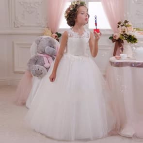 Yasmina Floral Lace Sleeveless Girls Wedding Princess Dress