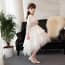 Malinda Floral Embroidery See-through with Cloak Girls Wedding Princess Dress