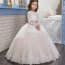 Norma Floral Lace Long Sleeve Girls Wedding Princess Dress